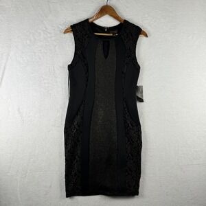 Thalia Sodi Dress Womens Small Black Lace Bodycon Glitter Cocktail Party Keyhole